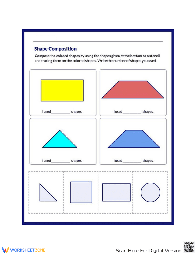Compose Square Shape Compose Shapes Practice Worksheets