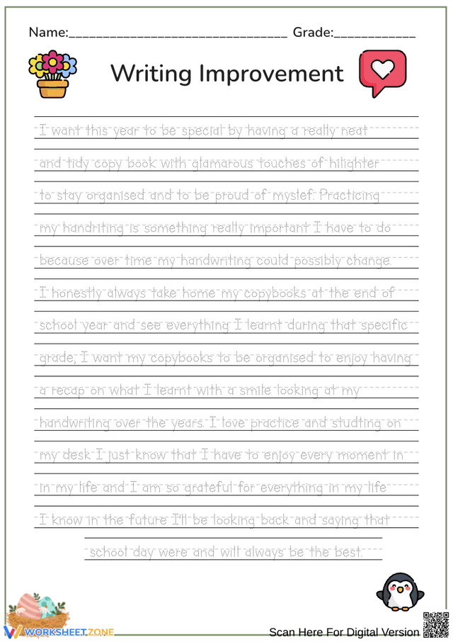 Reflective Writing Worksheet