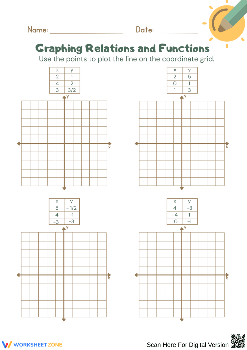 Graphing Relations and Functions Worksheet