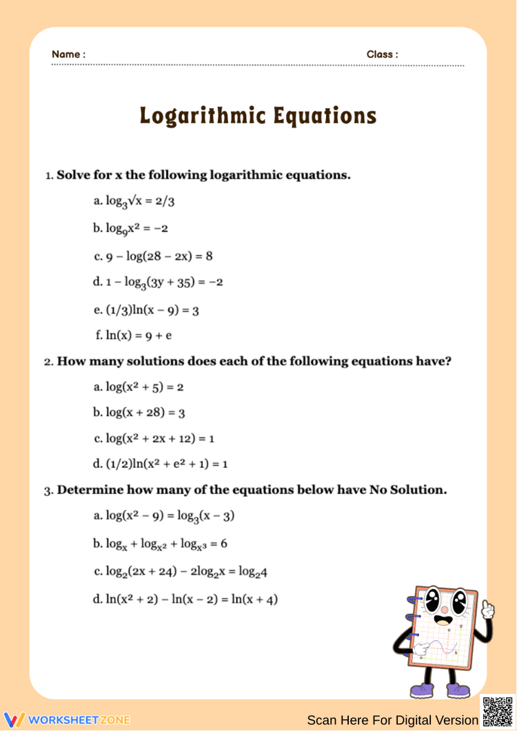 Logarithmic Equations – Solve and Analyze Logarithmic Functions Worksheets