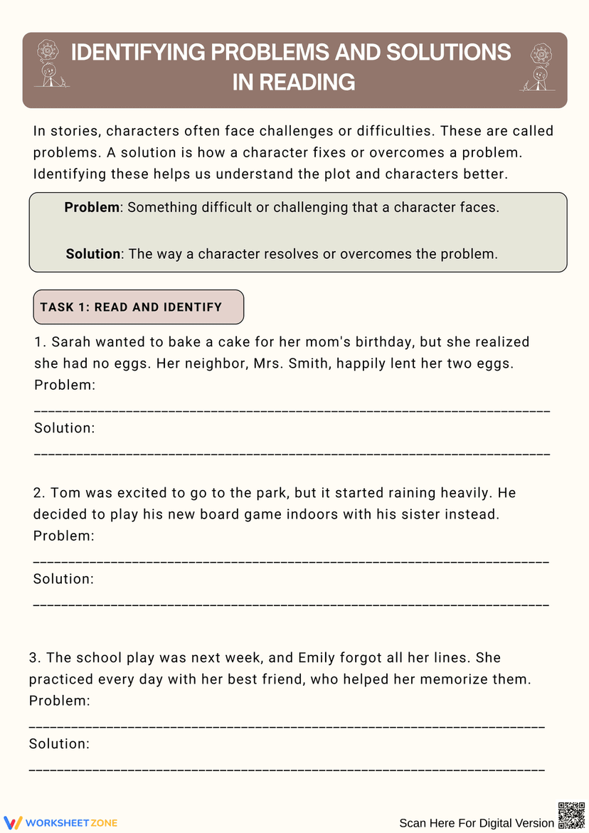 Problem Identify Worksheet Identifying Problems And Solutions In Reading Worksheets