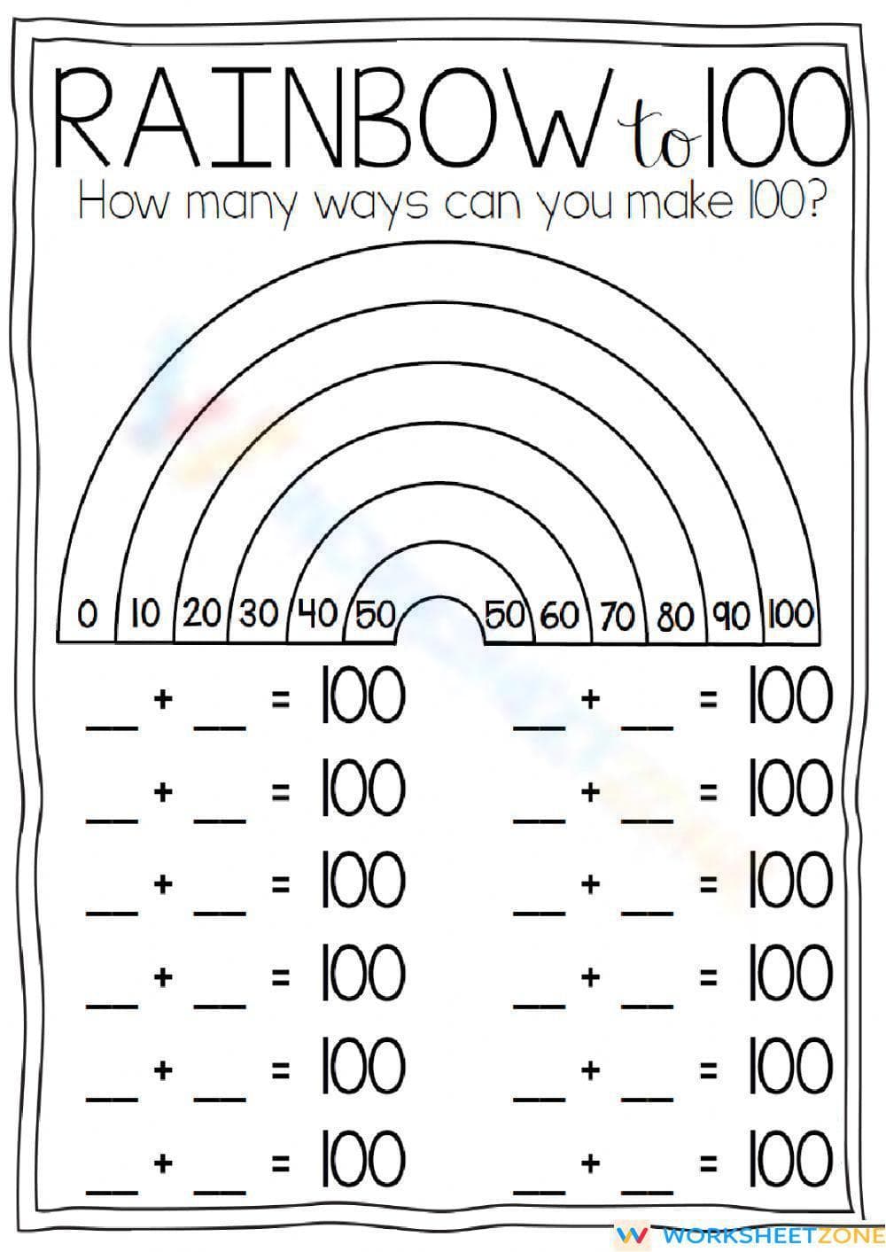 Number Pairs Example Find Number Pairs to 10 and 100 Worksheets