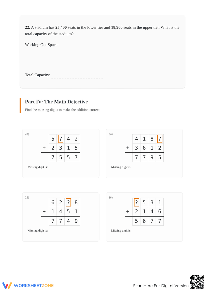 Printable Multi-Digit Addition Practice | Grade 4-5 Math Worksheets