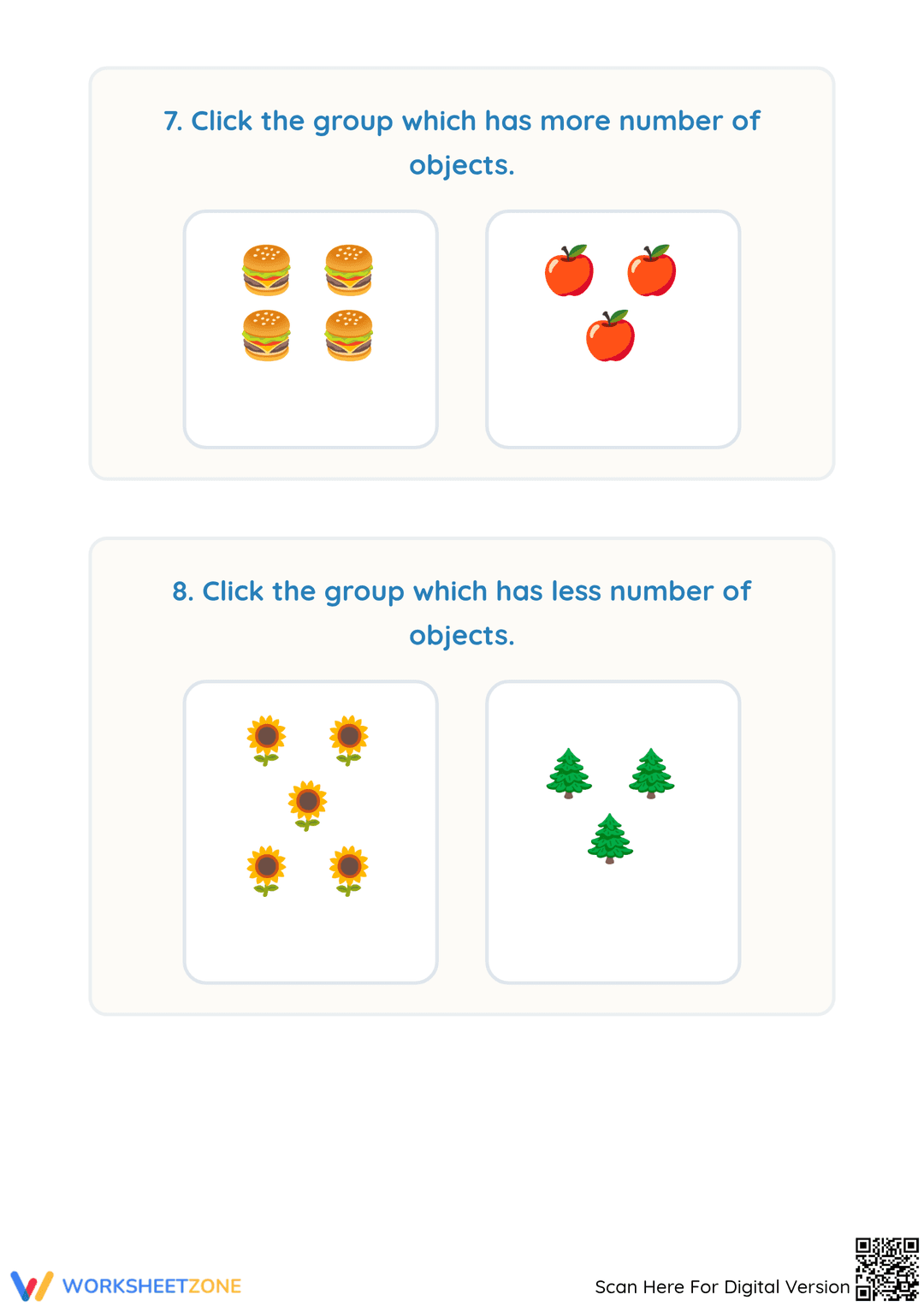 Comparing Small Objects Essential Comparing Objects Worksheet | Grade 1 Math Aligned