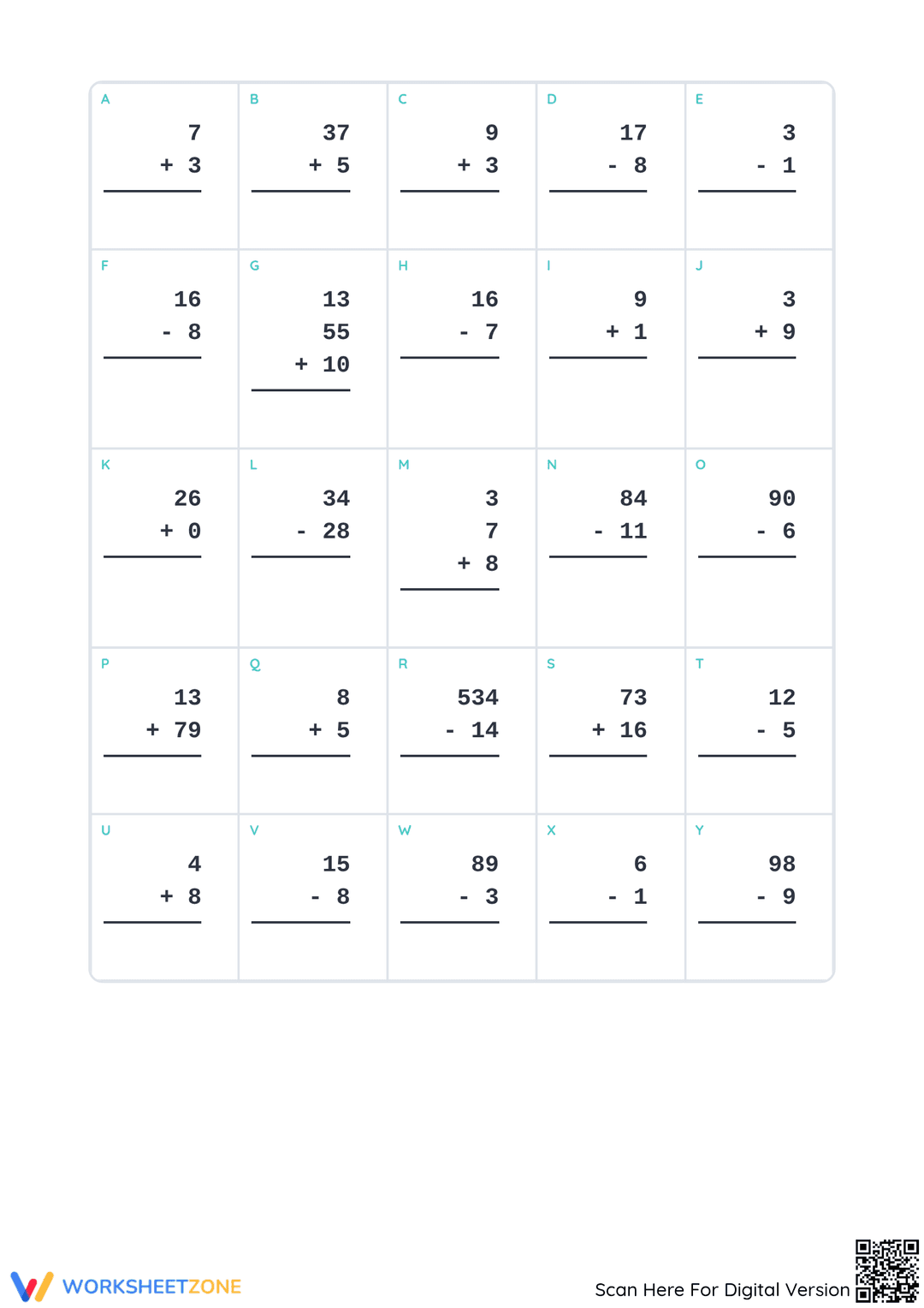 Essential Grade 2 Math Computation Printable Worksheet