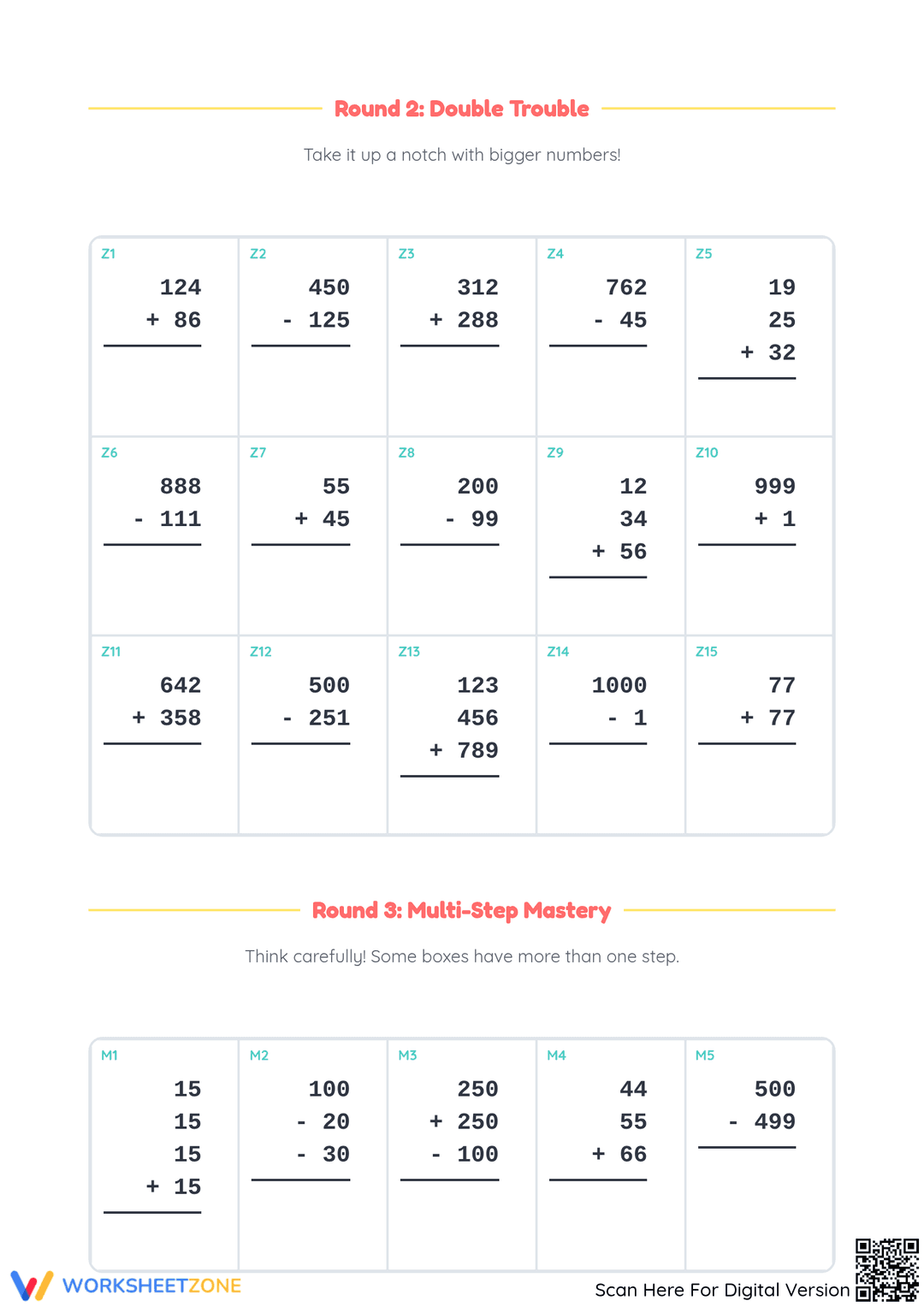Essential Grade 2 Math Computation Printable Worksheet