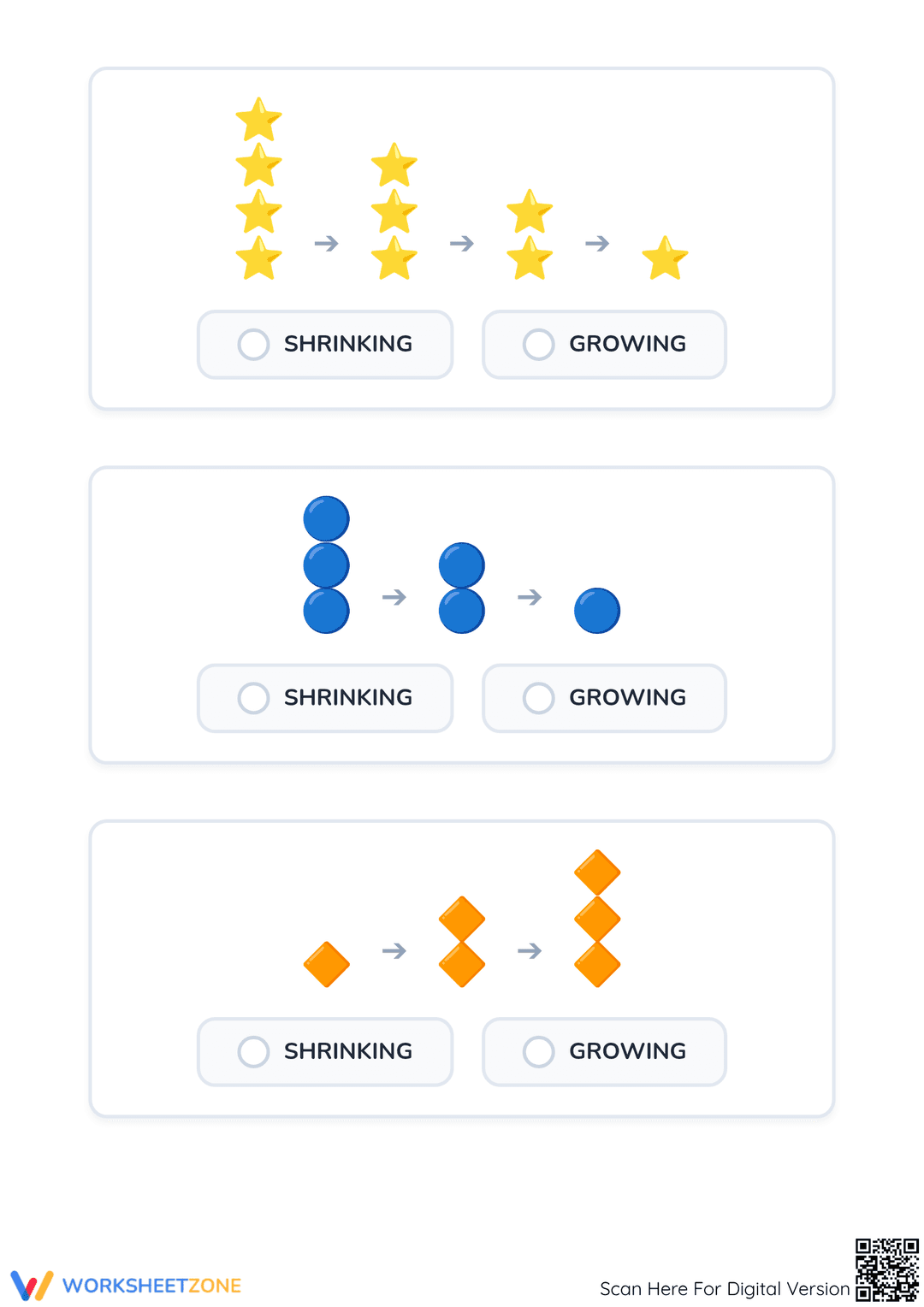 Shrinking Pattern Examples Expression Essential Growing and Shrinking Patterns Worksheet