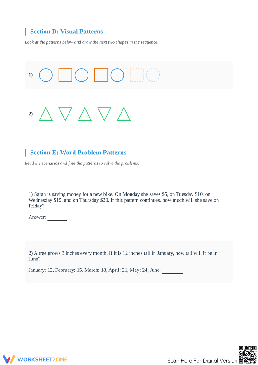 Essential Patterns in Mathematics Worksheet | Grade 4-5