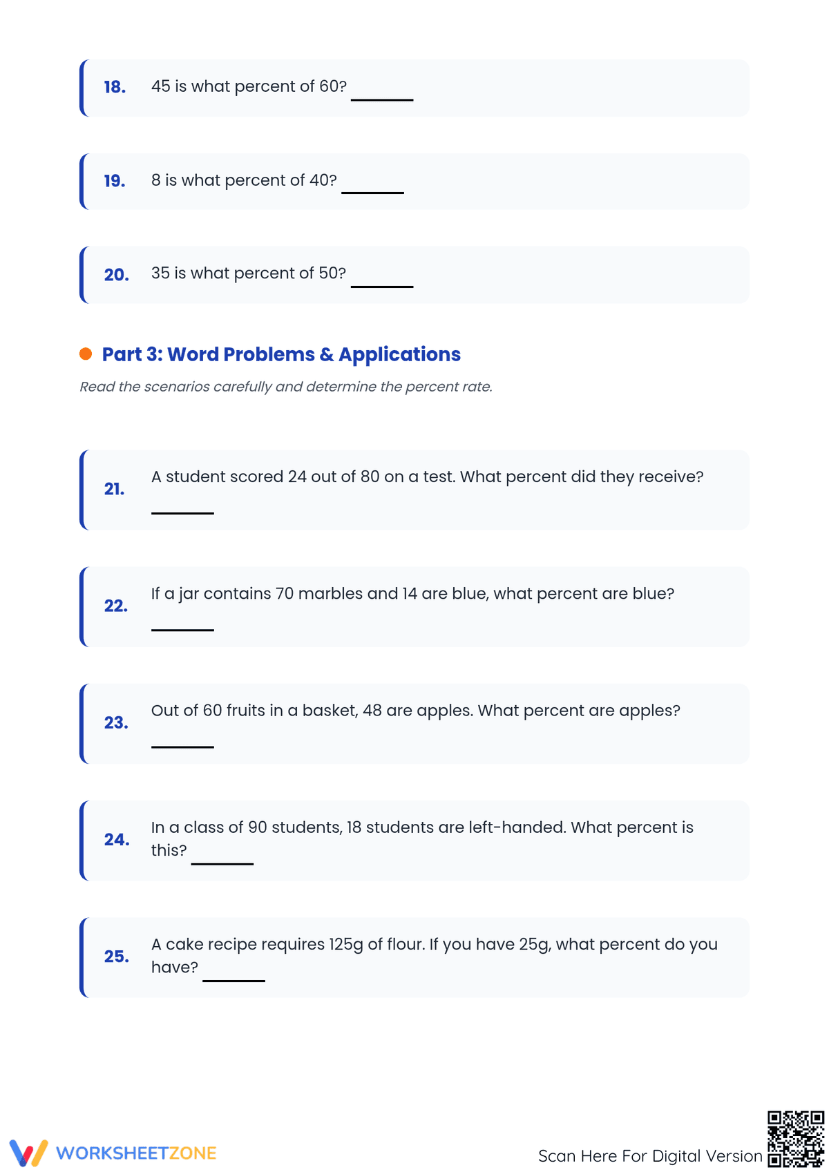 Printable Percent Rate Practice | Grade 6 Math Essential Worksheets
