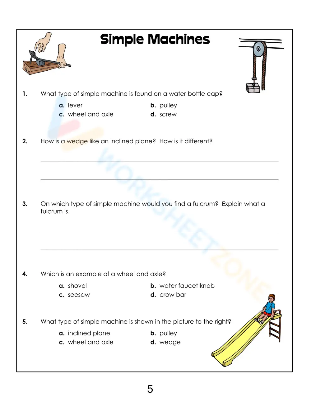 Level Simple Machine Question Calculation Simple Machines Questions Worksheets