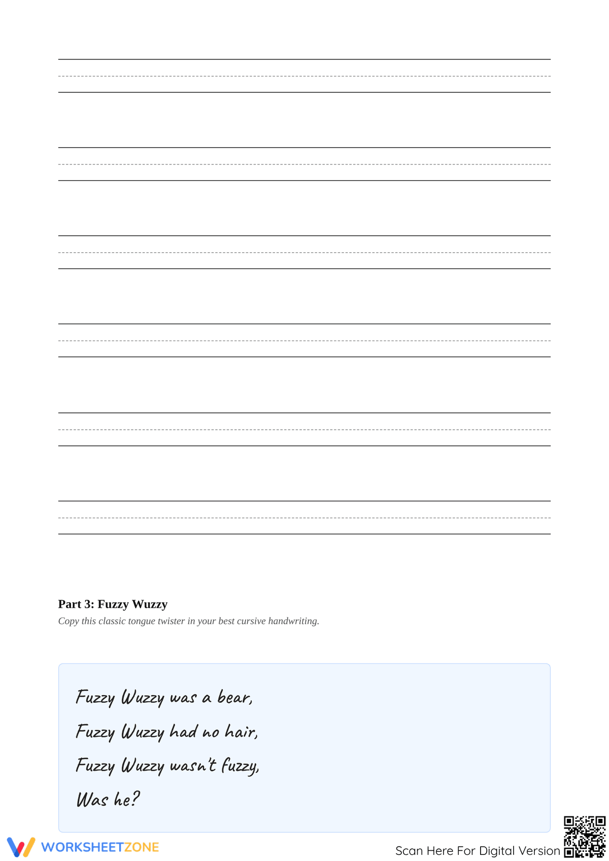 Els Handwriting Rymes Practice Handwriting with Nonsense Rhymes Worksheet