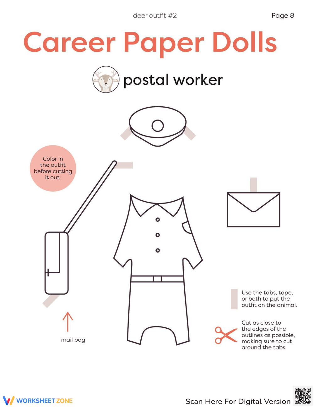 Doll Work Script Career Paper Dolls — Printable No-Prep Worksheet