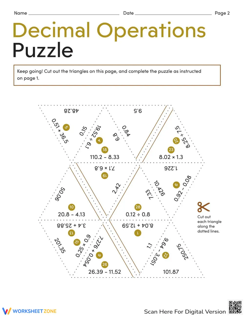 Decimal Operations Questions Decimal Operations Puzzle: Math Puzzle Fun Worksheets