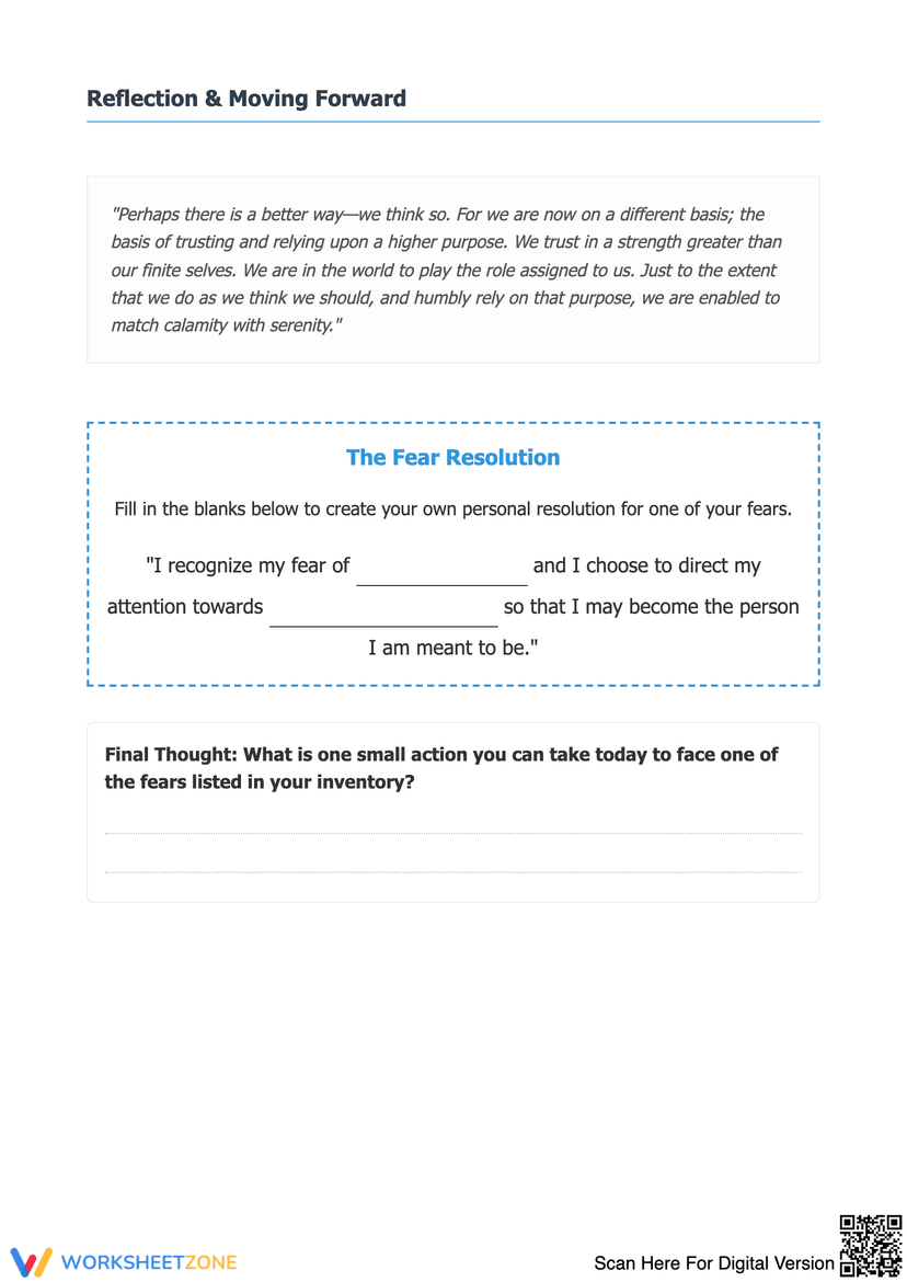 Fear Inventory.pdf Fourth Step Inventory Worksheet: Fear