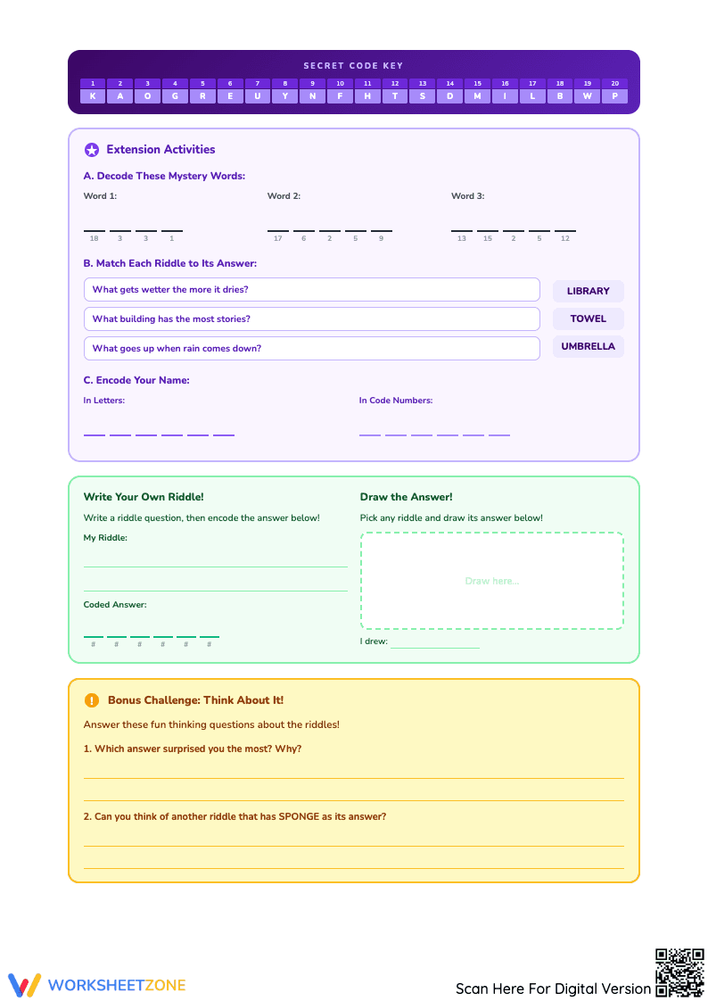 Solve Riddles and Codes Worksheet
