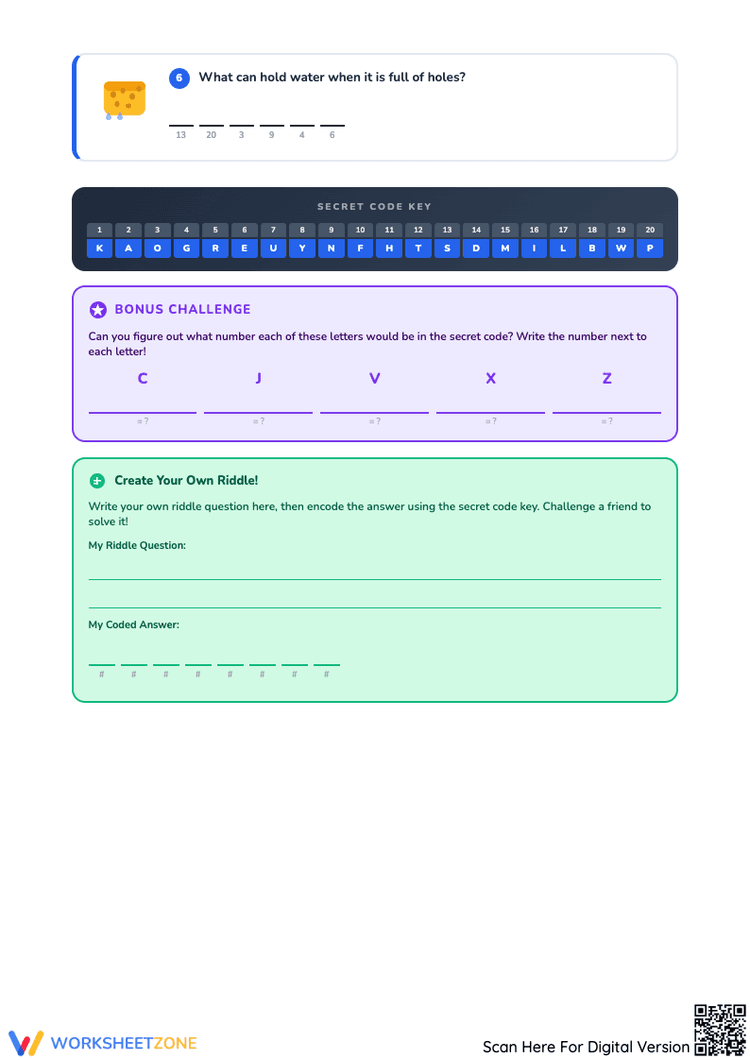 Crack Riddles and Codes with this Fun Worksheet