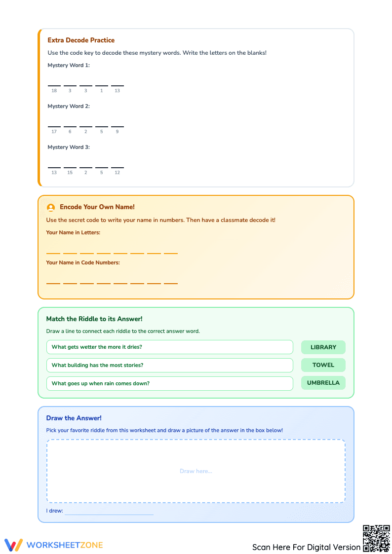 Crack Riddles and Codes with this Fun Worksheet
