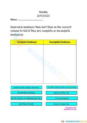 Complete VS Incomplete Sentences 