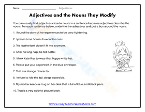 Adjectives Modifying Nouns