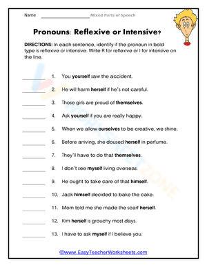Pronouns: Reflexive or Intensive?