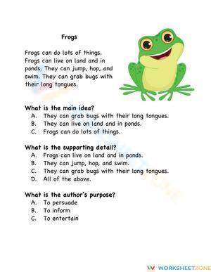 Main Idea and Details: Frogs