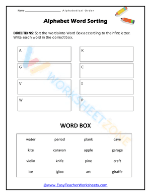 alphabetical order worksheets 10