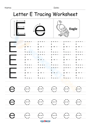 Letter E tracing practice