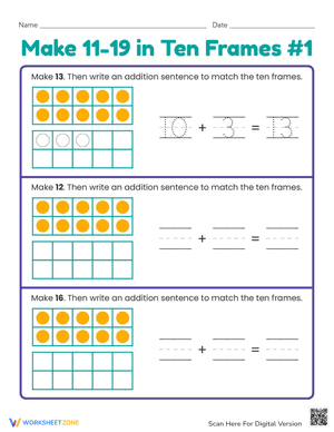 Make 11–19 in Ten Frames #1