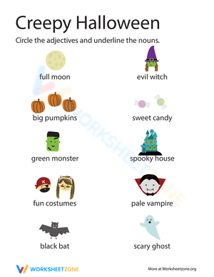 Halloween Adjectives and Nouns-Creepy Halloween
