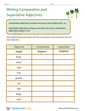 Writing Comparative and Superlative Adjectives