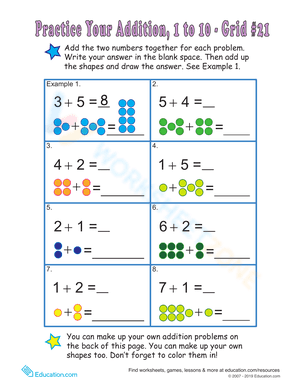 Count the Dots: Single-Digit Addition 21