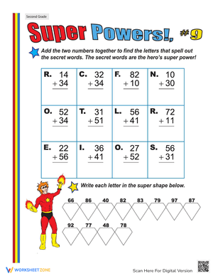 Super Powers! Two-Digit Addition #9
