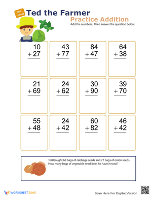 Practice Addition with Ted the Farmer!
