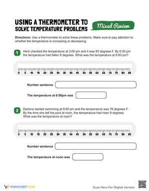 Using A Thermometer To Solve Temperature Problems:Mixed Review