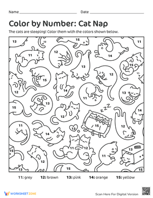 Color by Number: Cat Nap