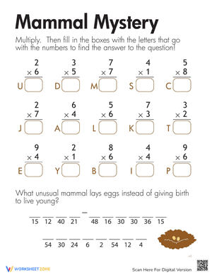 Multiplication: Mammal Mystery