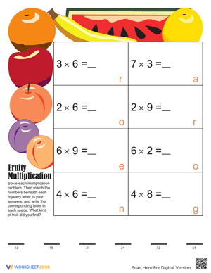 Mystery Fruit Multiplication 5