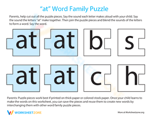 "at" Word Family Puzzle