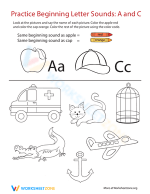 Practice Beginning Letter Sounds: A and C