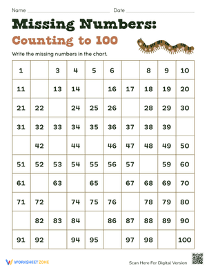 Missing Numbers: Counting to 100