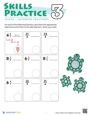 Practice Mixed & Improper Fractions 3