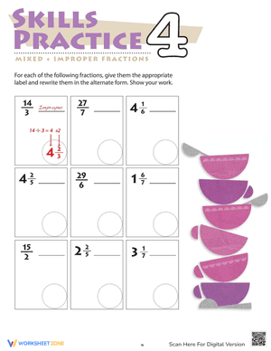 Practice Mixed & Improper Fractions 4