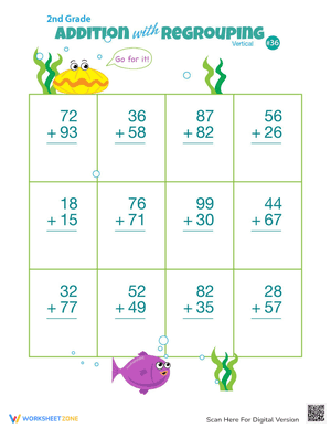 Double Digits! Practice Vertical Addition with Regrouping 36