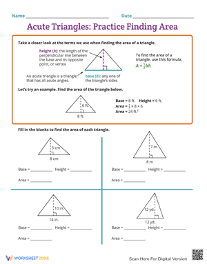 Acute Triangles: Practice Finding Area