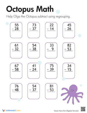 Subtraction with Regrouping: Octopus Math