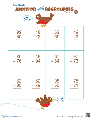 Double Digits! Practice Vertical Addition with Regrouping 42