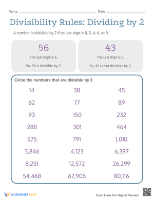Divisibility Rules: Dividing by 2