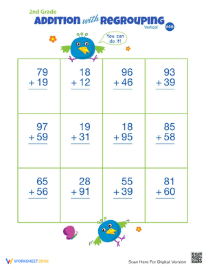 Double Digits! Practice Vertical Addition with Regrouping 46