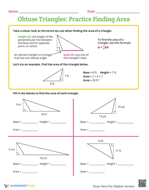 Obtuse Triangles: Practice Finding Area