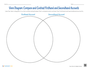 Venn Diagram: Compare and Contrast Firsthand and Secondhand Accounts